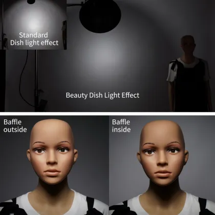 Selens 42cm Silver Beauty Dish with Bowens Mount and Grid for Flash Photography