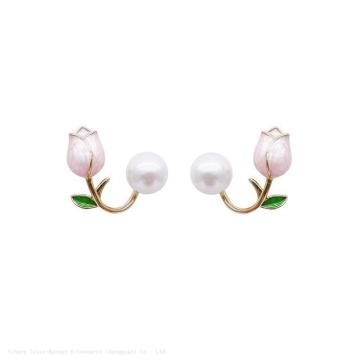 Jualan Panas S925 Silver Needle Tulip Bunga Anting -anting - Anting -anting Stud Mutiara Sweet Feminin