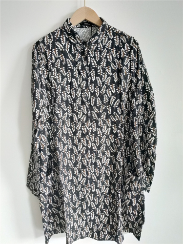 Ladies Printed Long-Sleeved Shirts With Standing Collar