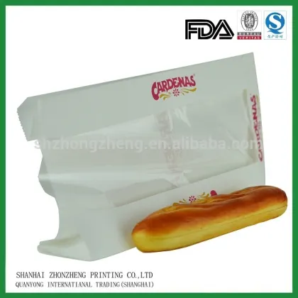 2015 FDA food grade paper bread bag with window for toast/croissant/sliced bread packaging