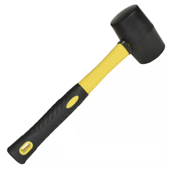 Black Round Flooring Hammer: Customized Shockproof Rubber Mallet with Plastic Handle