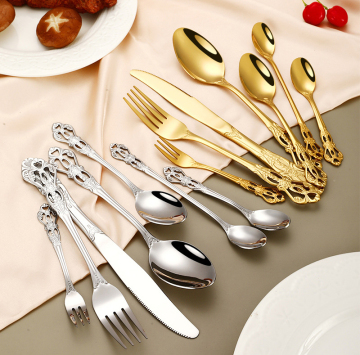 Imperial Court Retro Relief Palace 304 Stainless Steel Flatware Gift Box with Steak Knife, Fork, and Spoon