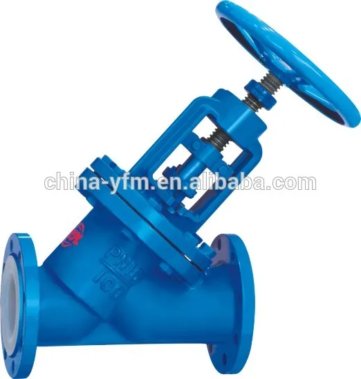 PFA Lined Globe Valve angle type