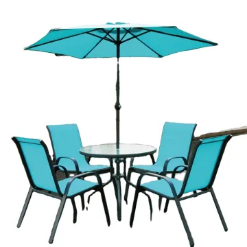 Garden Sets PE Rattan Chair Wicker Outdoor Furniture Plastic Market Furniture Cafe Patio Outdoor Table Chair with Umbrella
