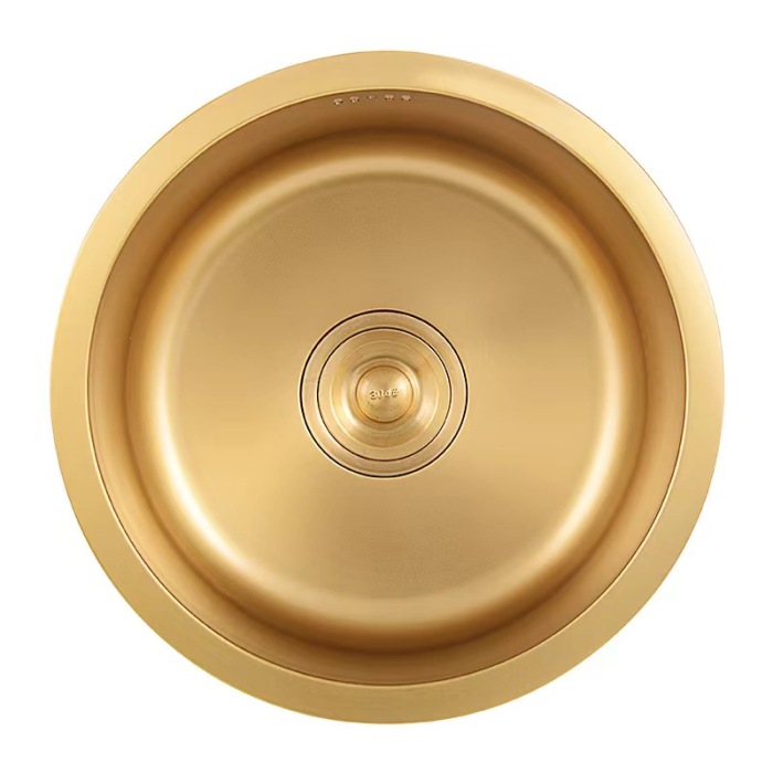Hochwertige Spüle aus goldfarbenem Edelstahl