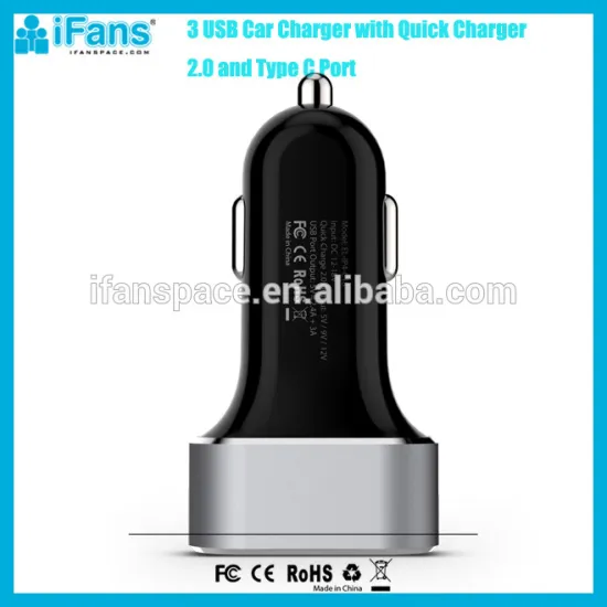 iFans Quick Charger 2.0 Port 48W Fast Charger Travel USB Car Charger with Type C for Samsung and Tablet