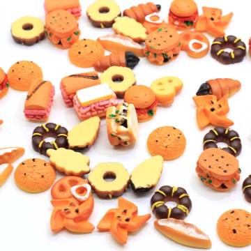 Cheap Wholesale Sweet Bread Dessert Food Shaped Flatback Cabochon 100pcs/bag Resins DIY Toy Decor Bead Fridge Ornaments