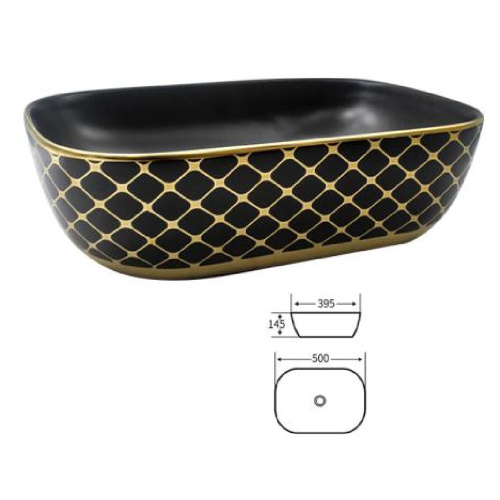 Best Price Black Gold Color Bathroom Basin