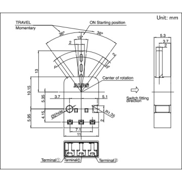 Bidirectional action type with female connector terminal