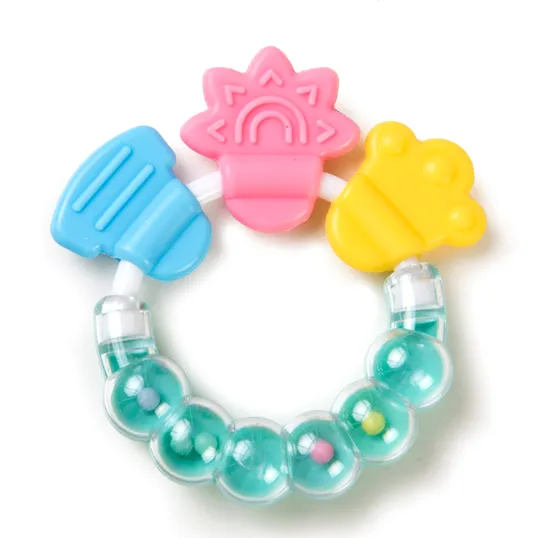 BPA-Free 3 Months+ Vibrant Color Shaker Chew Teething Toy for Babies