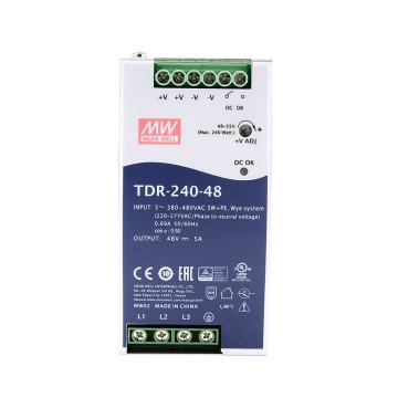 평균 웰 TDR-240-24 240W 슬림 3 상 PFC 10A 24V 산업용 DIN 레일 스위칭 전원 공급 장치