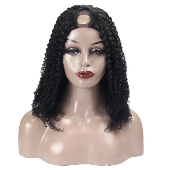 Large stock Indian afro kinky 100% human hair curly u part wigs for black women