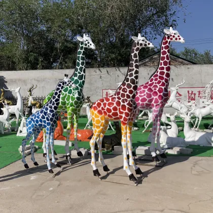 Life size fiberglass giraffe sculpture