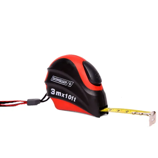 Red Black Auto-Lock Measuring Tape With Nylon Blat