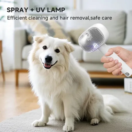 UV Spray Pet Grooming Hair Removal Brush for Dogs/Cats with Detachable Handle