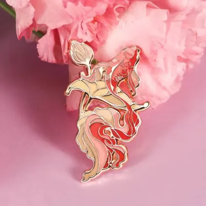 Custom Metal Chinoiserie Bamboo Badge Brooch Enamel Pin with Accessories