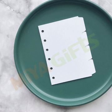 Custom Plastic A7 White Opaque Tab Divider Set with Clear Stickers for Ring Binder Planner