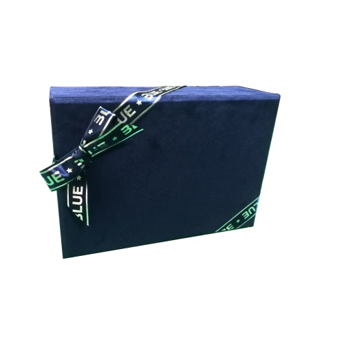 High quality blue Velvet cloth paper gift box