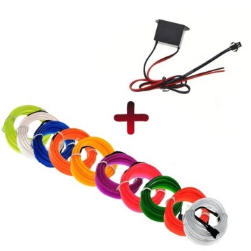 1m/2m/3m/5m Car Inverter EL Line Neon Lights, Dance Festival LED Strip EL Lights with DC12V Driver and 2.3mm EL Wire: Brighten Your Event with Dynamic Lighting Effects
