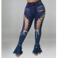 Frauen Ötenschnur sexy Pull Up Hosen Jeans