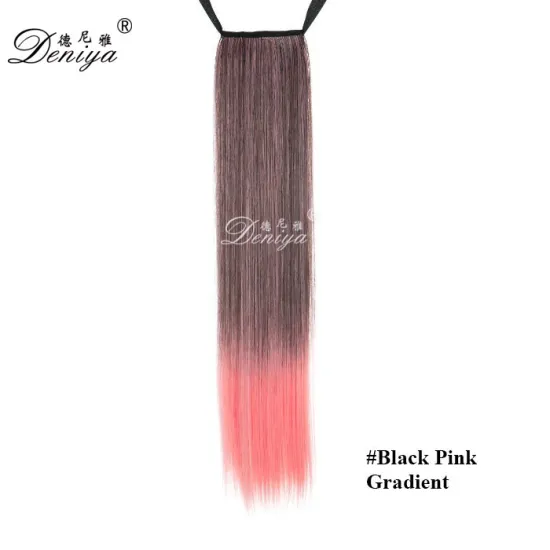 Long straight two-tone ombre clip on ponytail with comb hairpieces with factory price