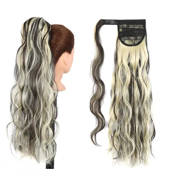 Hot Selling Factory Price For Black Women Crystal Hair Ponytails Wrap Around Clip In Hairpieces Synthetic Ponytail Extensions