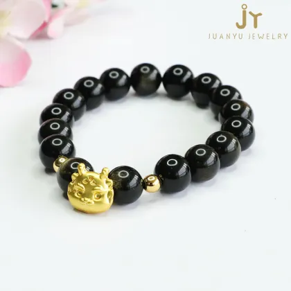 Dragon Shape Healing Crystal Beads Bracelets: Precious Stones, Gemstones, and Obsidian Jewelry