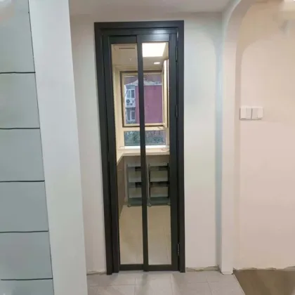 Aluminum Folding Hinge Interior Glass Door for Bathroom and Kitchen