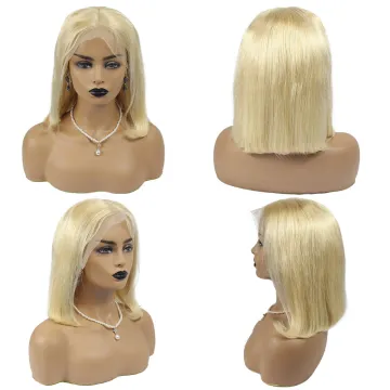 180% density blonde color 13x4 bob wig 613 human hair lace front wig peruvian hair bone straight 613 bob lace front wigs
