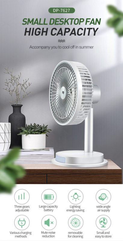 Noiseless Desktop USB Rechargeable Fans With Night Light