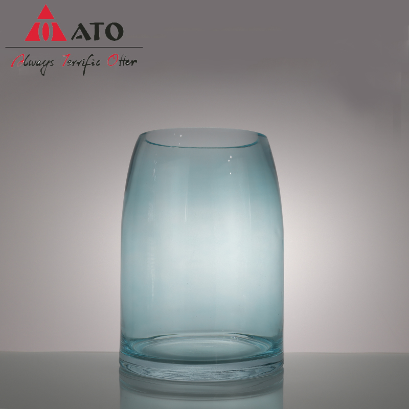 Morden flower round individual blue glass vase