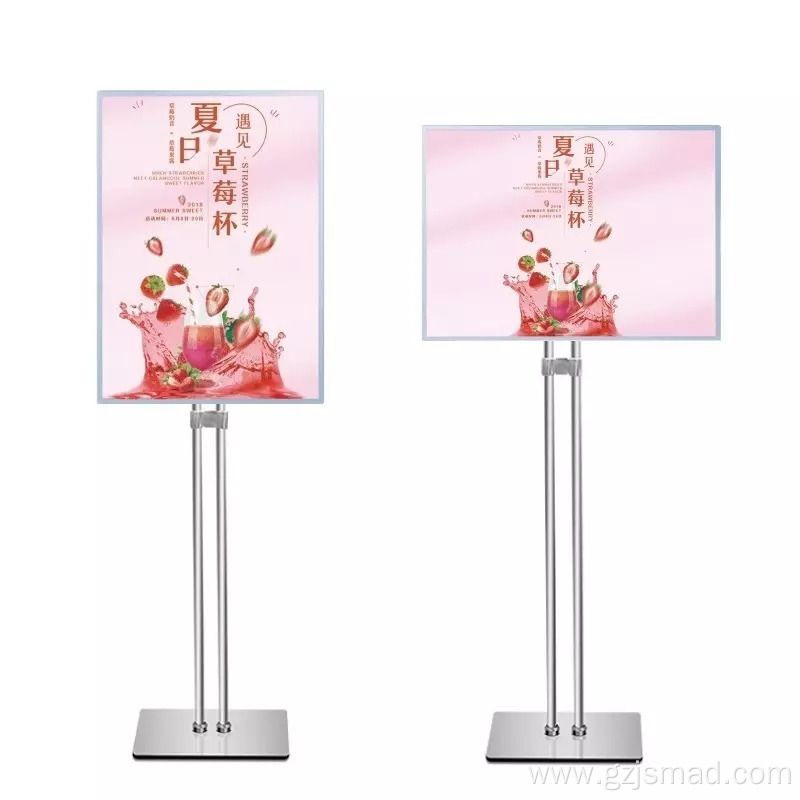 Double-Sided Glass Floor Stand Sign Holder Light Box