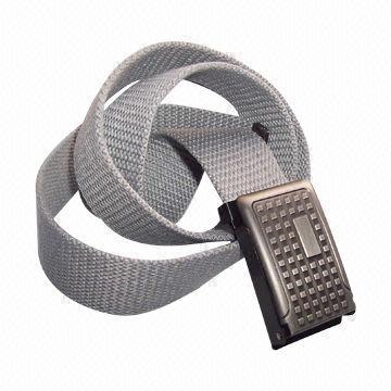 3.8cm Fabric Belt with Gunmetal Buckles, for Men