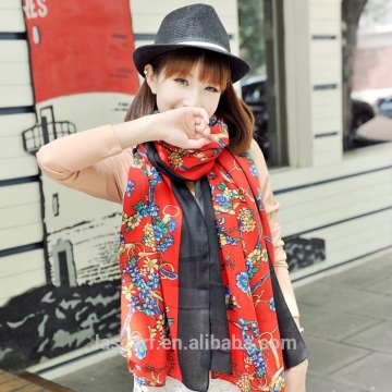 100% Polyester women scarf printed big long towel scarf Shawl red