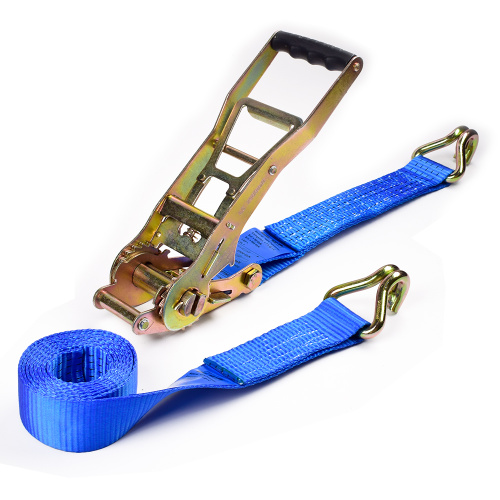 2" 5000kgs 50mm ERGO Mechanism Ratchet Buckle Tiedowns Blue Straps With 2 Inch Double J Hooks