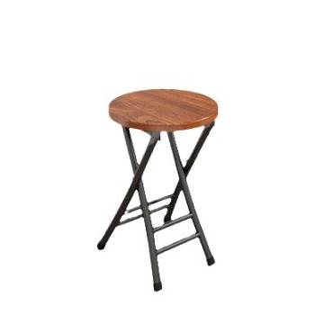 Modern Grey Folding Stool - Portable Metal Wooden Seat for Home & Outdoor Use