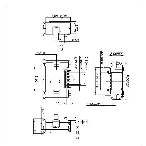 MUFM04 4-Micro USB 5P Receptacle B Type SMT(Shell Dip) With Post MUFM04 4-Micro USB 5P Receptacle B Type SMT(Shell Dip) With Post