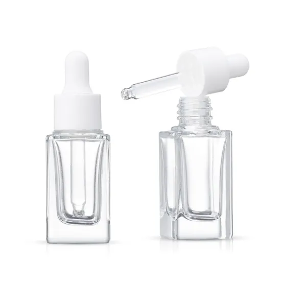 15ml Thick Bottom Clear Square Glass Dropper Bottles