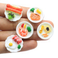 Super Simulation Dinner Plate Resin Beads Shrimp Heart Egg Food Decoration Charm Dollhouse DIY Craft Making Phone Case Ornament