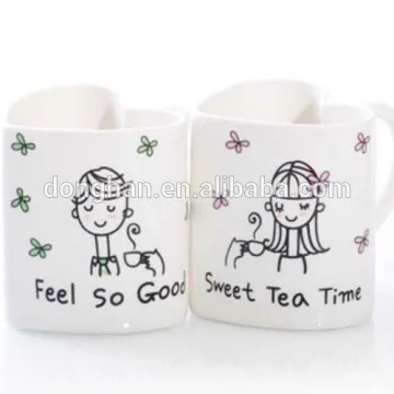 heart shaped ceramic Couple Mugs