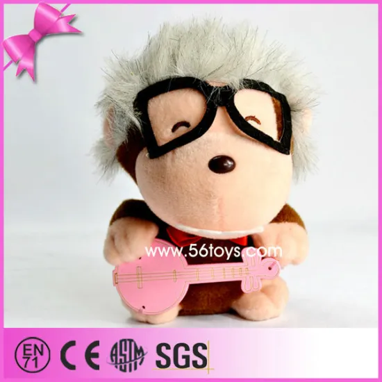 Cheap honest guitar baby monkey plush toy with glasses
