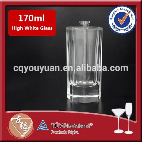 Elegant high white empty clear glass perfume bottle 170ml