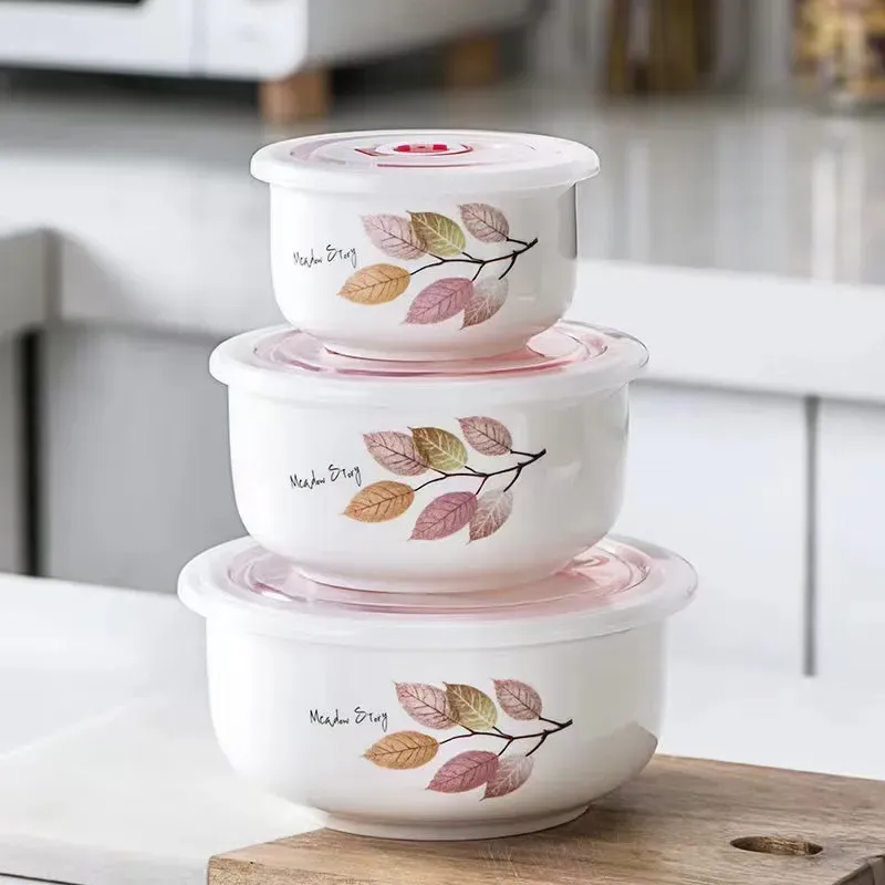 Bone China Bowl Set with Plastic Cover
