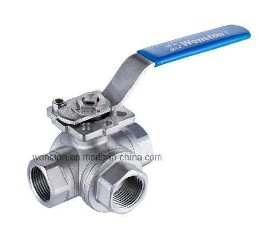 1/2" CF8m 3 Way Ball Valve with T Port