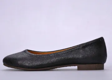 Ladies / Womens Ballerina Flats , Black Short Heel Textile Lining