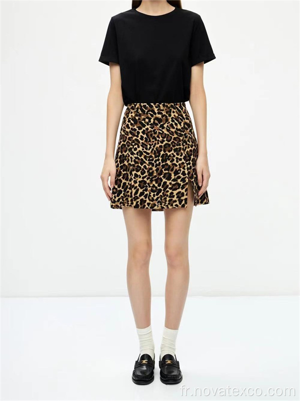 97% Poly 3% SP Leopard Print Jupe courte