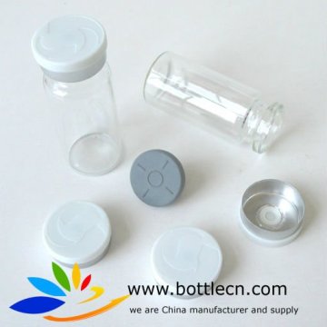 10ml Clear Glass Vials + flip top caps + rubber stopper in blue