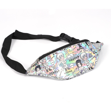 Silber Kinder Fanny Pack wasserdichte silberne Kinderpu -Fanny -Packung