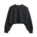 Womens Cropped Casual Long Sleeves Sweatshirts