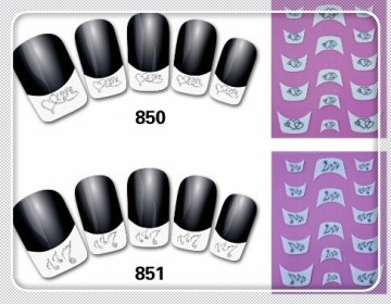 2015 hot sale 3D eco friendly french silver glitter nail art sticker decoration set